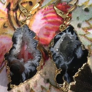 Vintage Crystal Earrings With Druzy